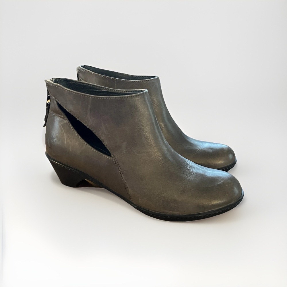 Dansko Bonita Gray Leather Cutout Ankle Boots Womens EU 38 US 7.5-8 Elevated